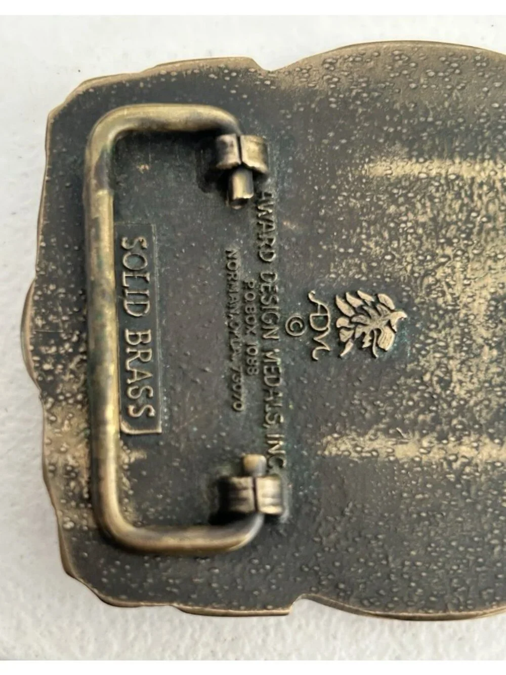 Vintage ADM Award Design Metals Inc Brass Buckle Great Seal State of Oklahoma